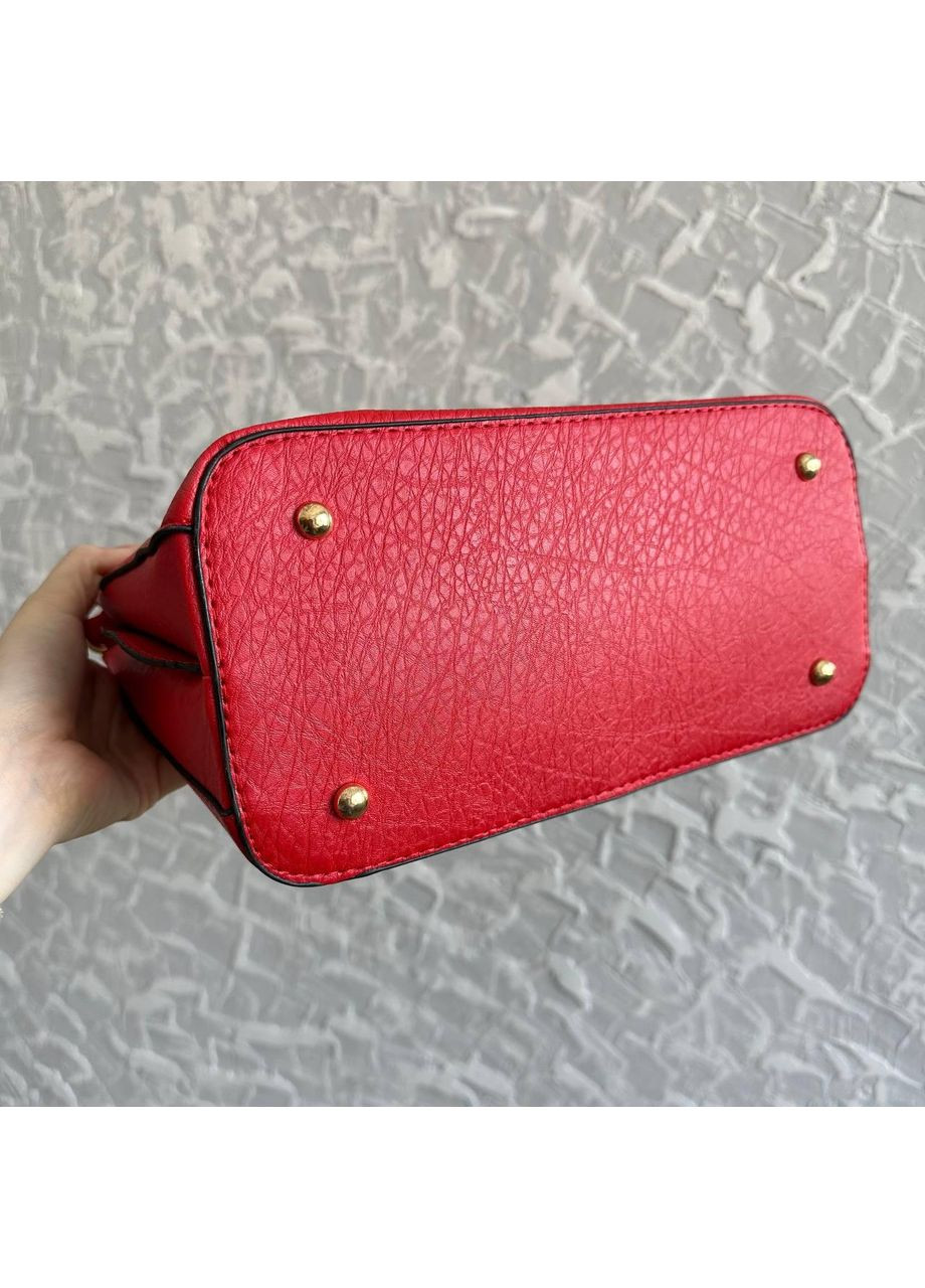 Жіноча сумка на плече з екошкіри з довгим ремінцем червона класична ProDobro (363221696)