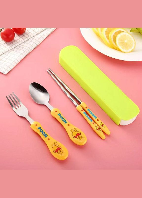 Набір дитячих столових приборів Winnie the Pooh жовтий (OK0018_2) No Brand (315922582)
