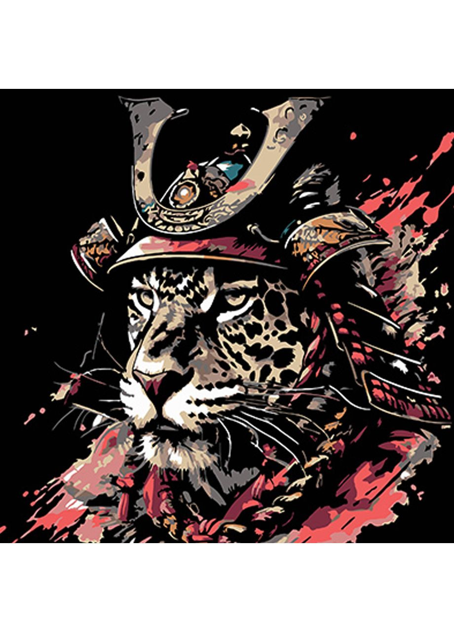 Картина по номерам ПРЕМИУМ Векторная иллюстрация тигра-самурая на черном фоне размером 40х40 см (AV4040-61) Strateg (362500528)