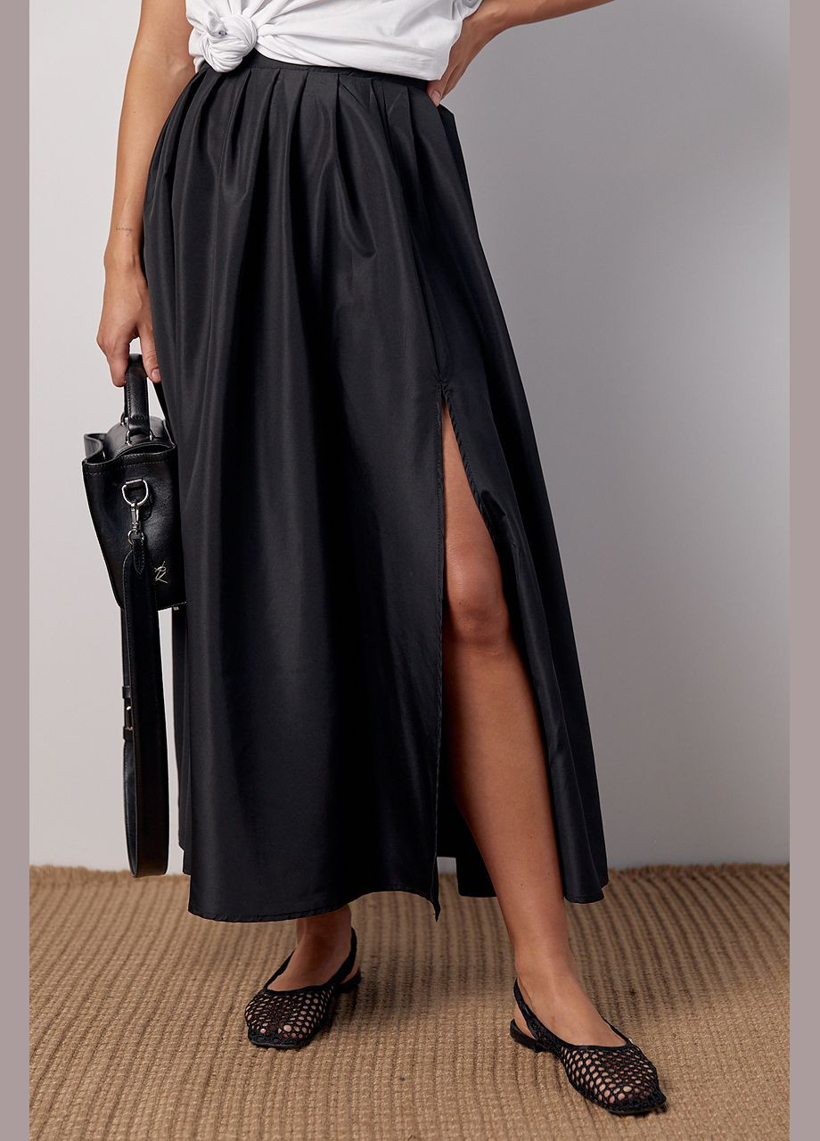 Пишна спідниця з розрізом та широким поясом - чорний колір Lurex (297577514)