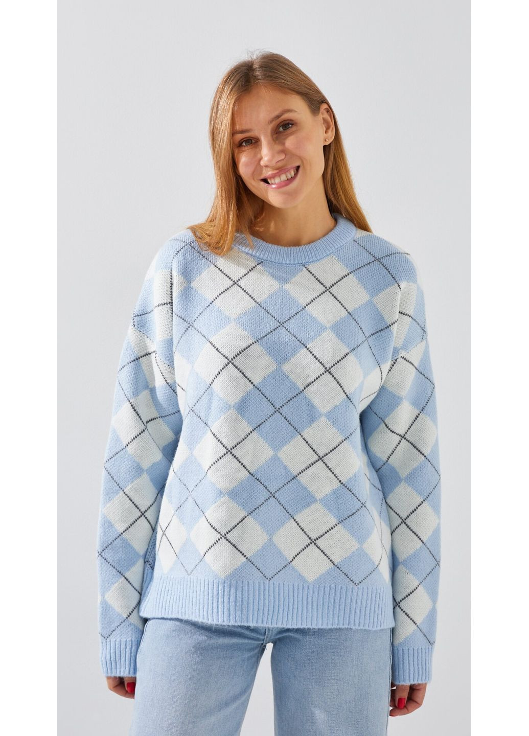 Голубой зимний джемпер с узором женский 8485 shop (2000999319945) Park Karon