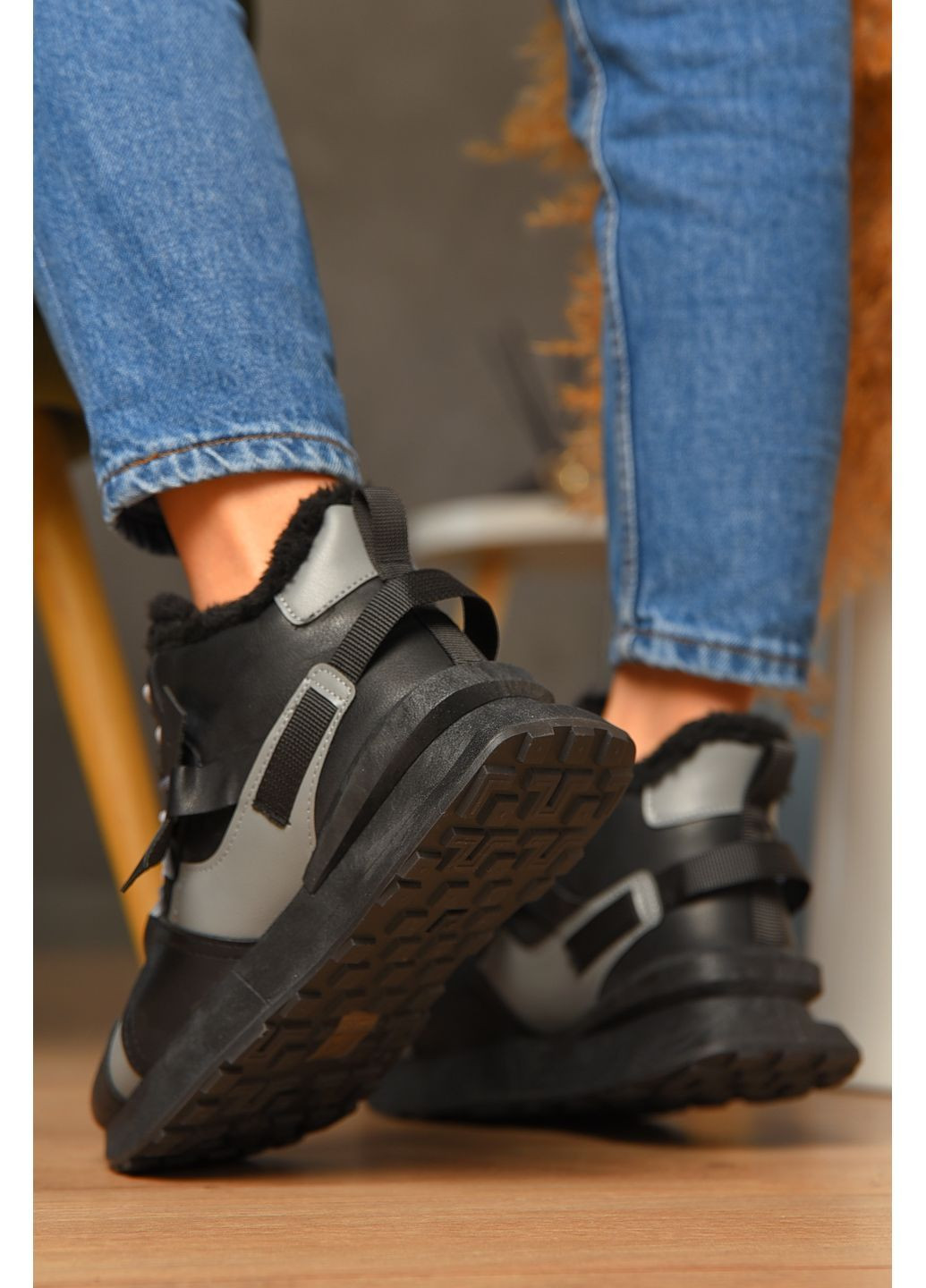 Кроссовки зимние женские черного цвета Let's Shop чёрные зима (363838863)