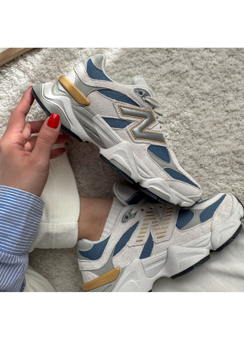 Кросівки жіночі і чоловічі New Balance 9060 Beige Blue | Нью Беланс 9060 бежеві No Brand бежеві демісезони (350199332)