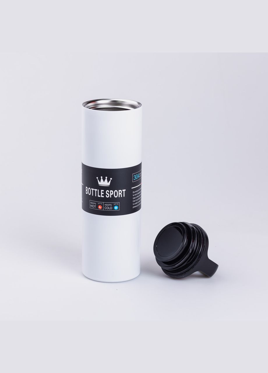 Термос металевий 500 мл з нержавіючої сталі Bottle Sport з ручкою білий Yiwu (321971797)