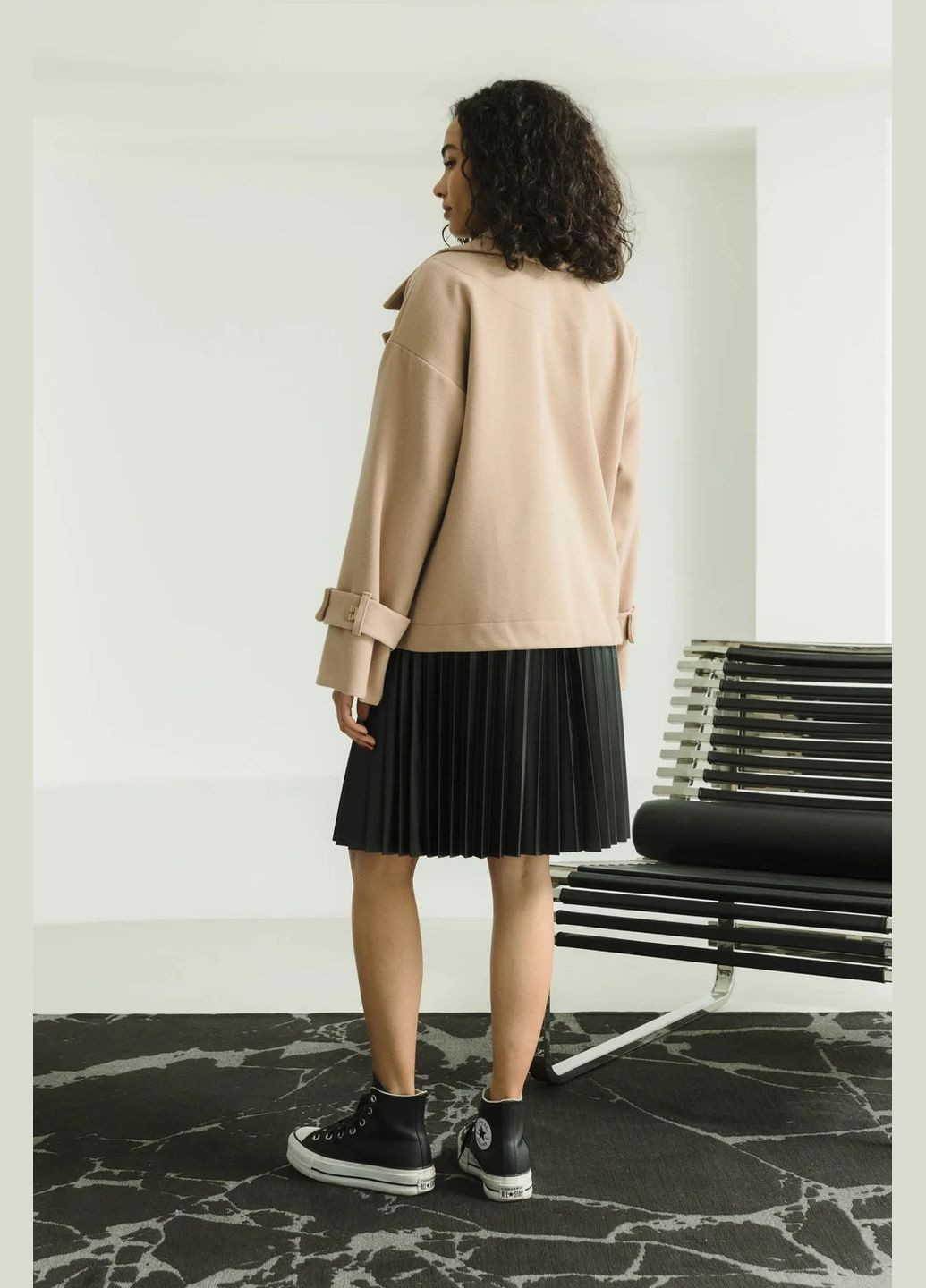 Бежевое демисезонное Укороченное пальто Seventeen