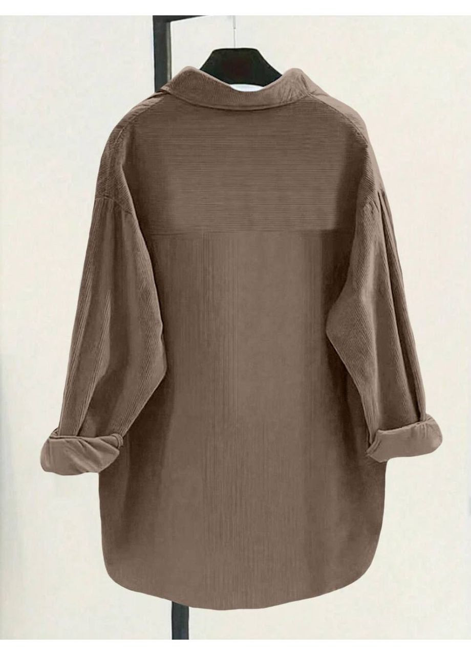 Светло-коричневая повседневный рубашка однотонная Vione с длинным рукавом