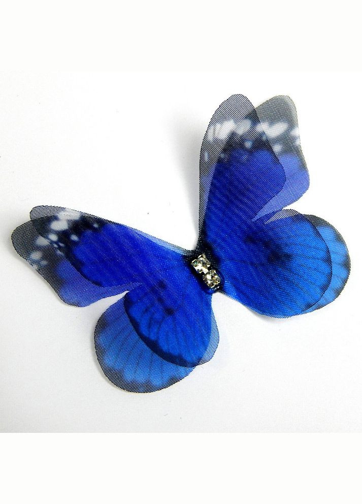 Метелик шифоновий зі стразами, 45х35 мм, темний сапфір No Brand (341730558)