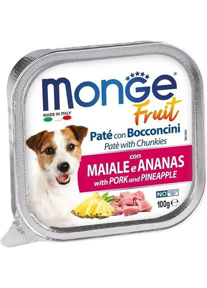 Вологий корм для собак Dog Wet Fruit свинина з ананасом 0.1 кг (000025659) Monge (366653121)