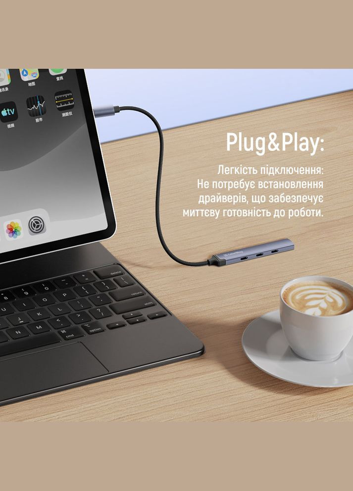 USB-хаб СolorWay USB Type-C 4-в-1 (CW-HUB07) Colorway (336957324)