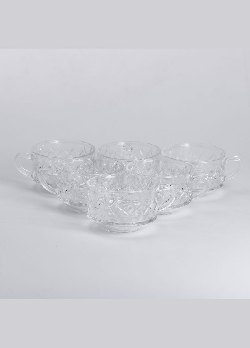 Набор чашек из стекла 6 шт прозрачные стеклянные кружки 270 мл HP-YH-67 Yiwu (322654097)