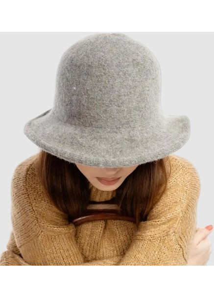 Женская осенняя панама 57–59 см серая Famo, тёплая шерстяная стильная шапка, утеплённая No Brand (364191349)