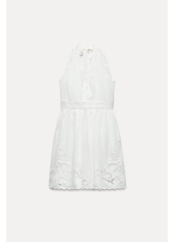 Білий коротка сукня з вишивкою zw collection Zara