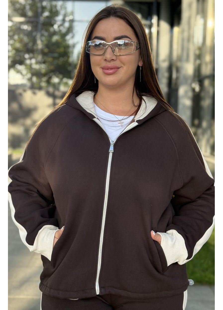 Костюм на замку та капюшоном з начосом бежево-сірий (М207.4) UMON (362267411)