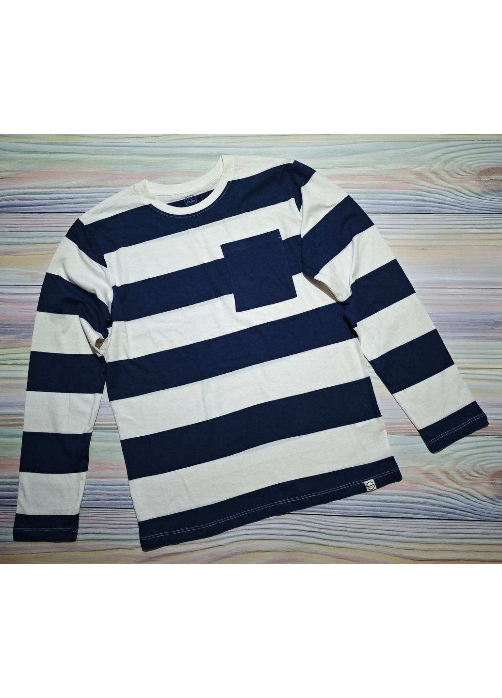 Синий демисезонный повседневный лонгслив Cool Club в полоску