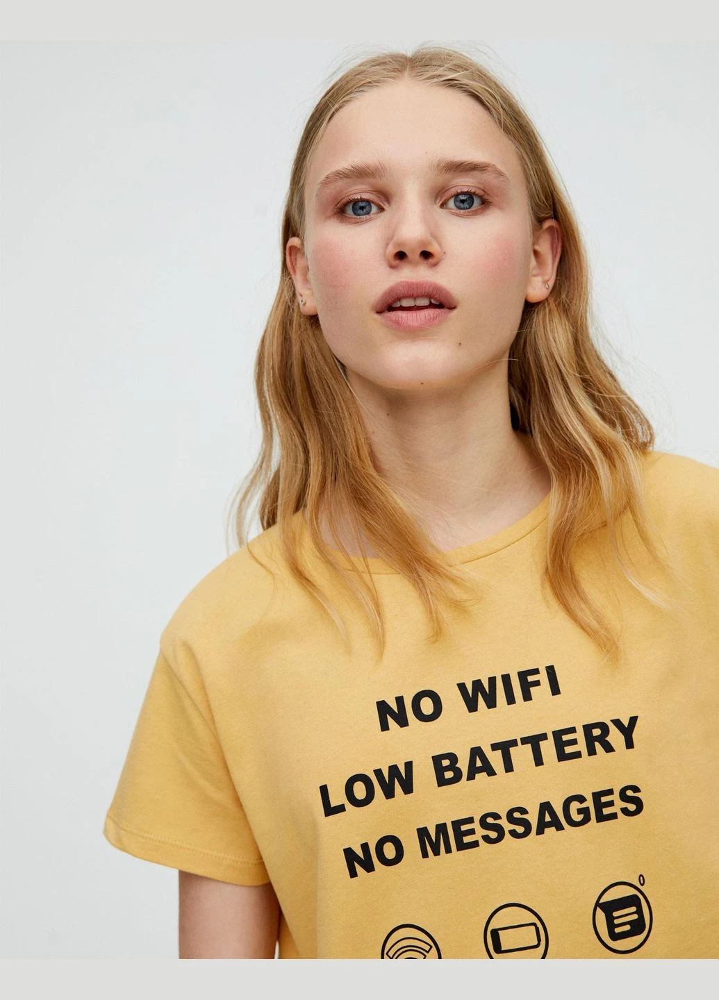 Футболка,блідо-жовтий з принтом, Pull & Bear - (295945479)