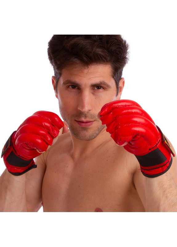 Снарядні рукавички шкіряні з манжетом на липучці (розмір, Червоний) (ZB-4011_Червоний_XL) Zelart (354703167)