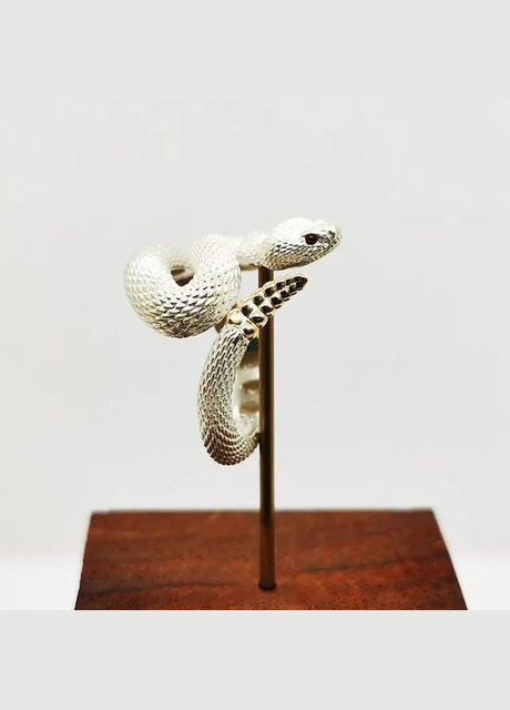 Премиум кольцо белая Гремучая Змея с золотой трещоткой и рубиновыми глазами размер регулируемый Fashion Jewelry (289355711)