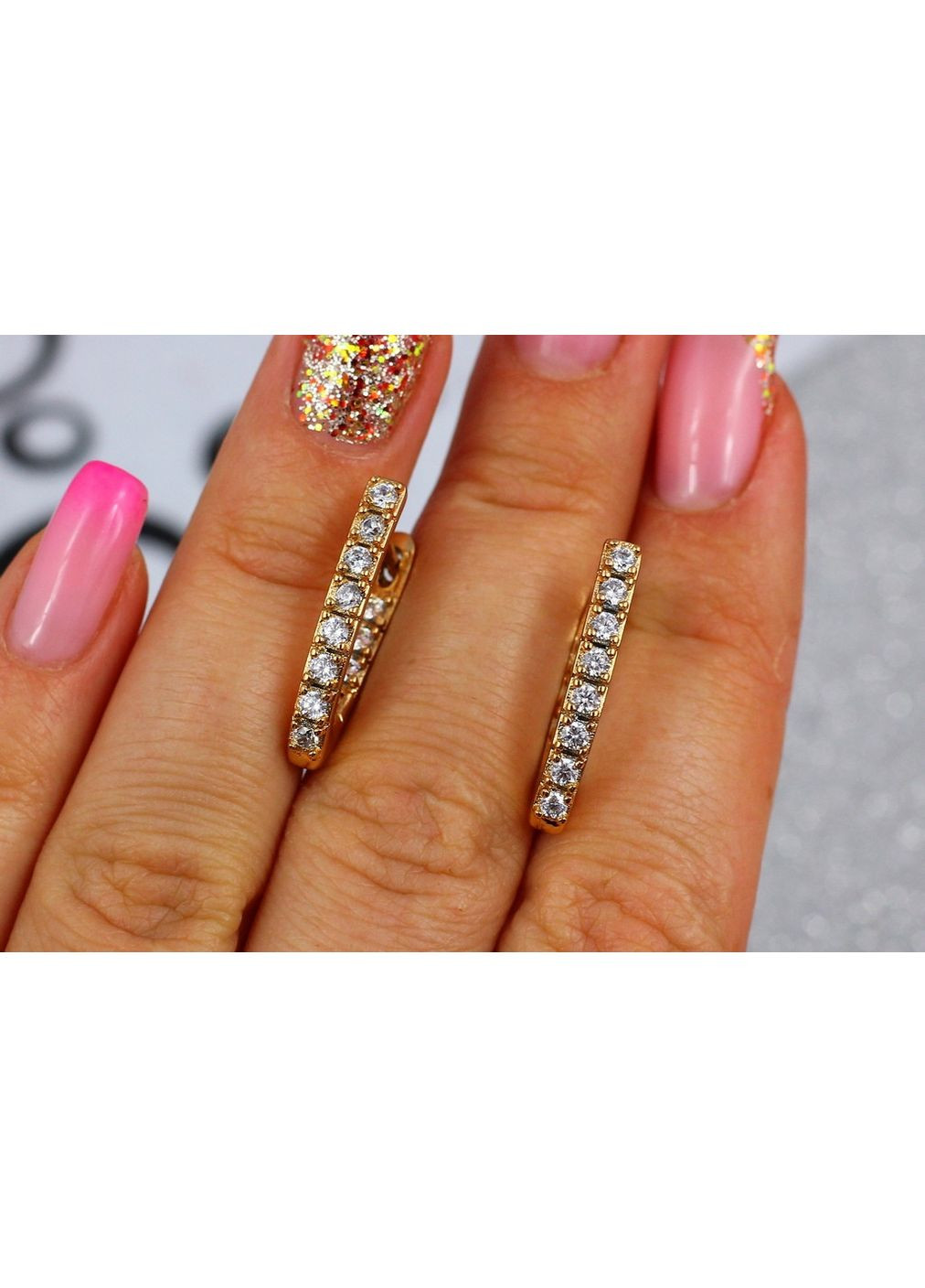 Серьги дорожки с крупными камнями спереди и сзади 2,1 золотистые Xuping Jewelry (350933696)