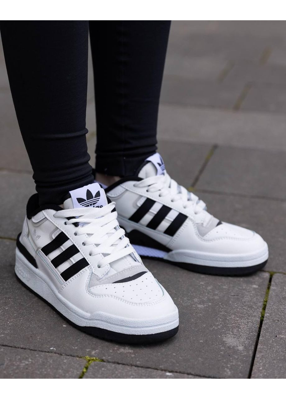 КРОСІВКИ ЖІНОЧІ ADIDAS FORUM LOW WHITE BLACK V3 АДІДАС ФОРУМ No Brand чорні демісезони (368885702)