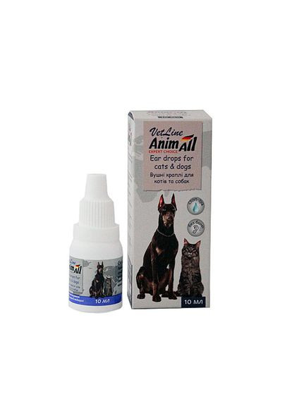 Вушні краплі VetLine для собак і котів 10 мл 69541 (4820150202774) AnimAll (279564433)