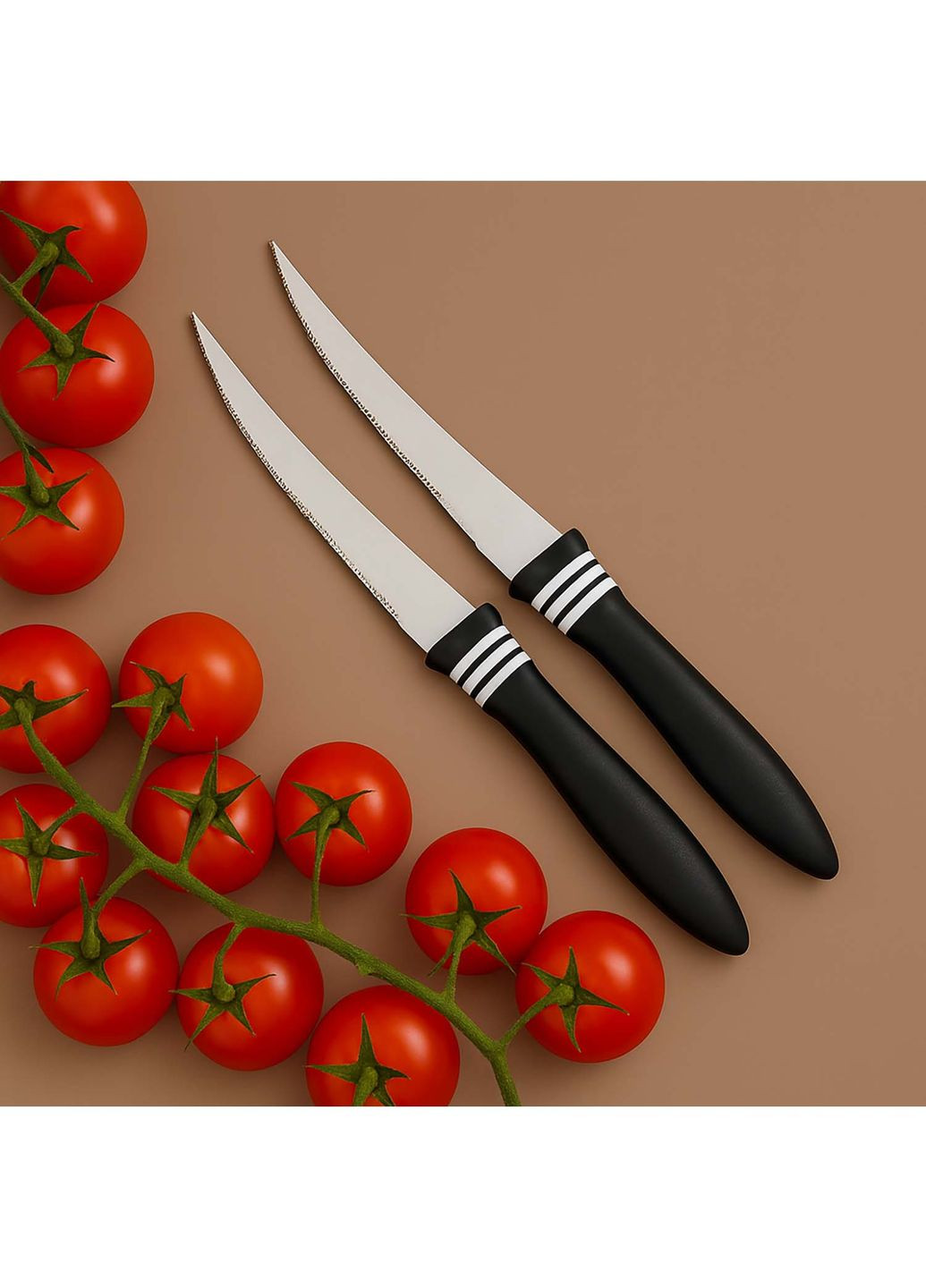 Набір ножів кухонних, 2 шт., для томатів та м'яких овочів Kitchen Master чорний, нержавіюча сталь, пластик