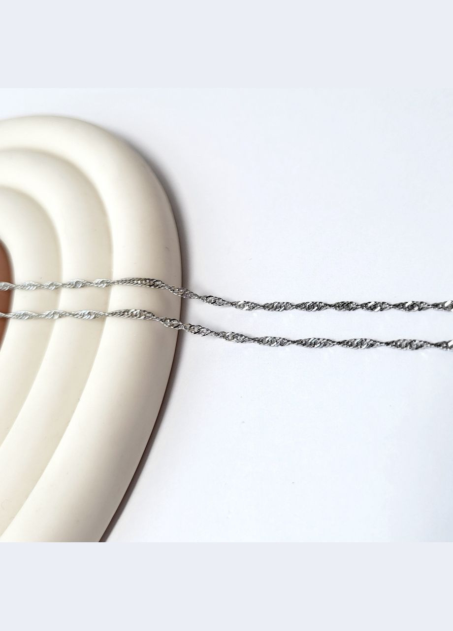 Серебряная тонкая Цепочка цепь Сингапур см серебро 925 пробы Родированное 1.30г 801р1/40 No Brand (306854428)