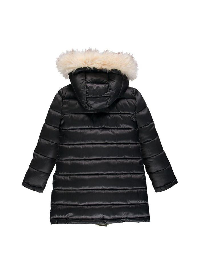 Оливковая (хаки) демисезонная утепленная куртка-пальто двусторонняя для девочки 183miaa007 черная, хаки 164 MEK