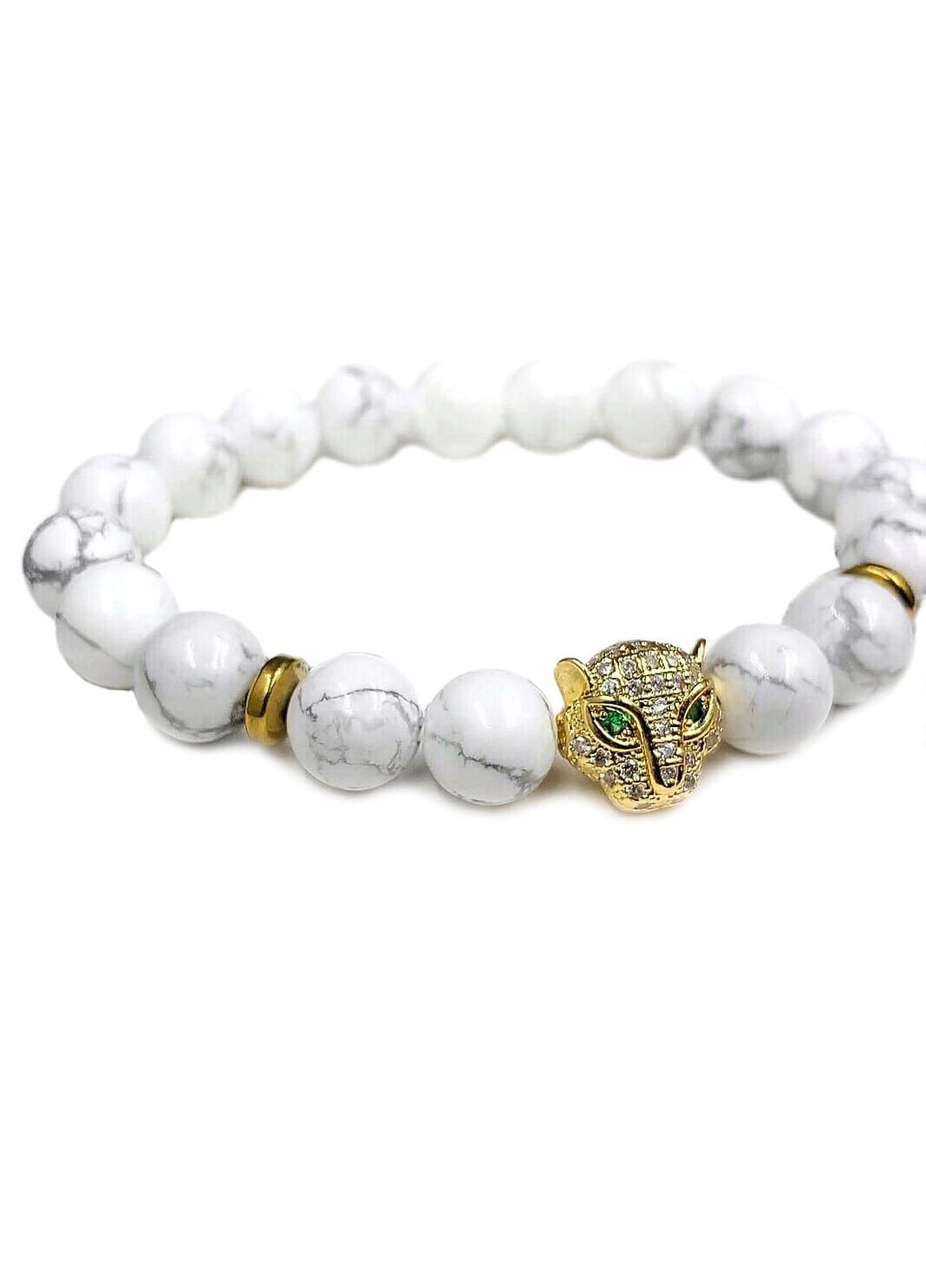 Браслет из кахолонга с пантерой и дисками золотого цвета (13013) Hemst (301071201)