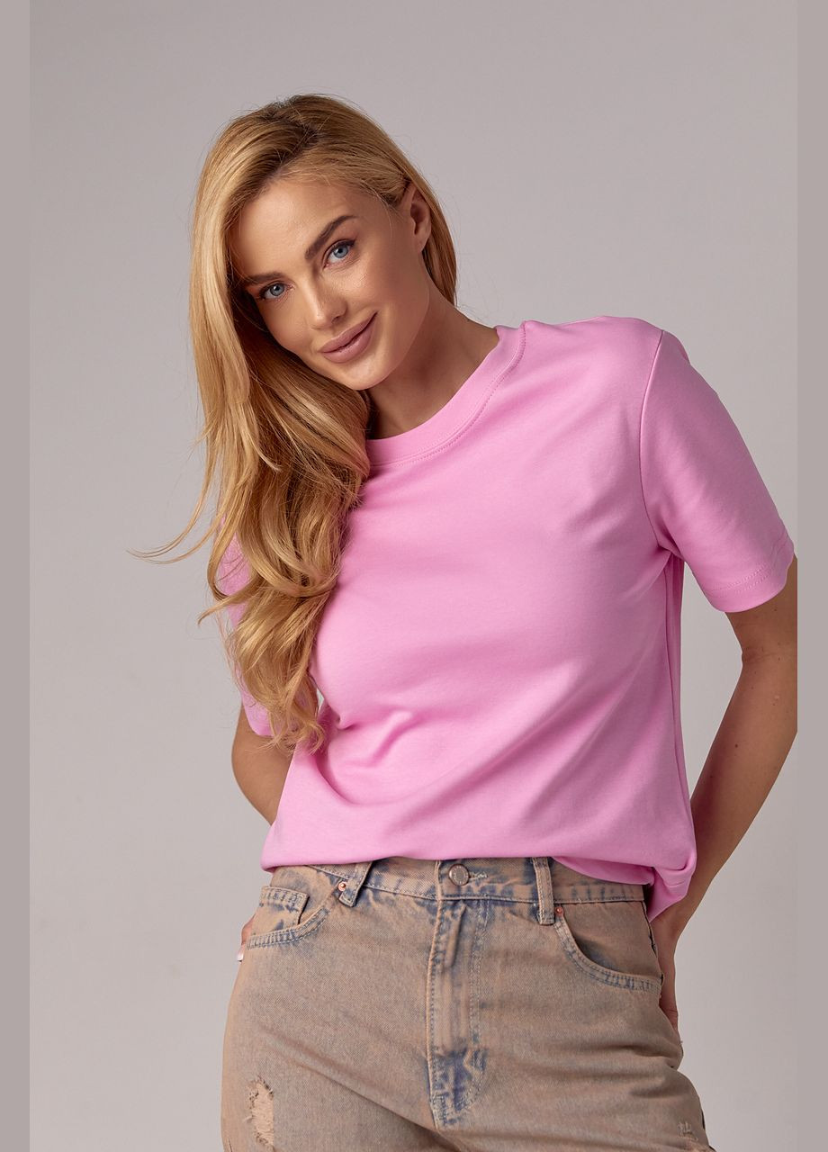 Рожева літня базова однотонна жіноча футболка Lurex