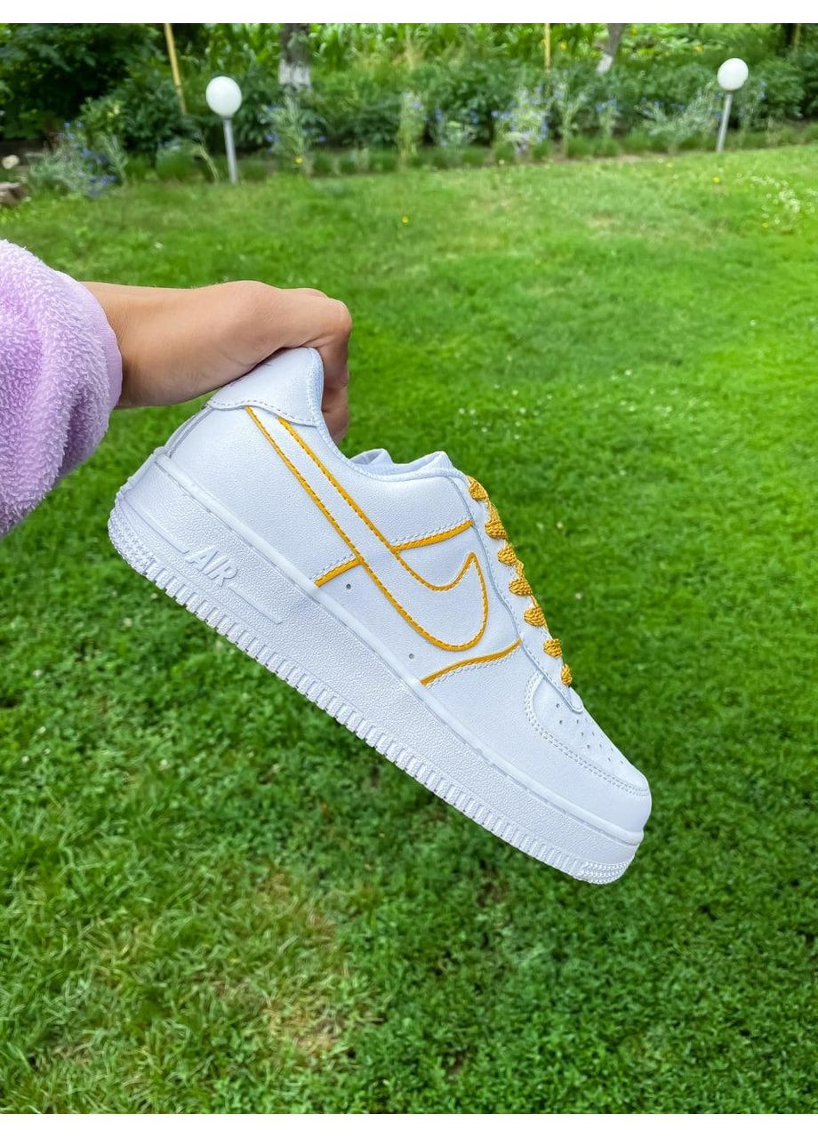Белые демисезонные кроссовки мужские nike air force 1 white gold найк аир форс 1 премиум No Brand