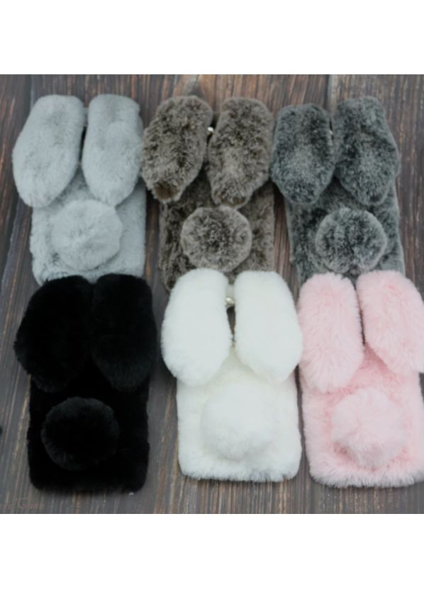 Чехол плюшевый кролик с ушками для Redmi Note 9S / Note 9 Pro pink Xiaomi (369646856)