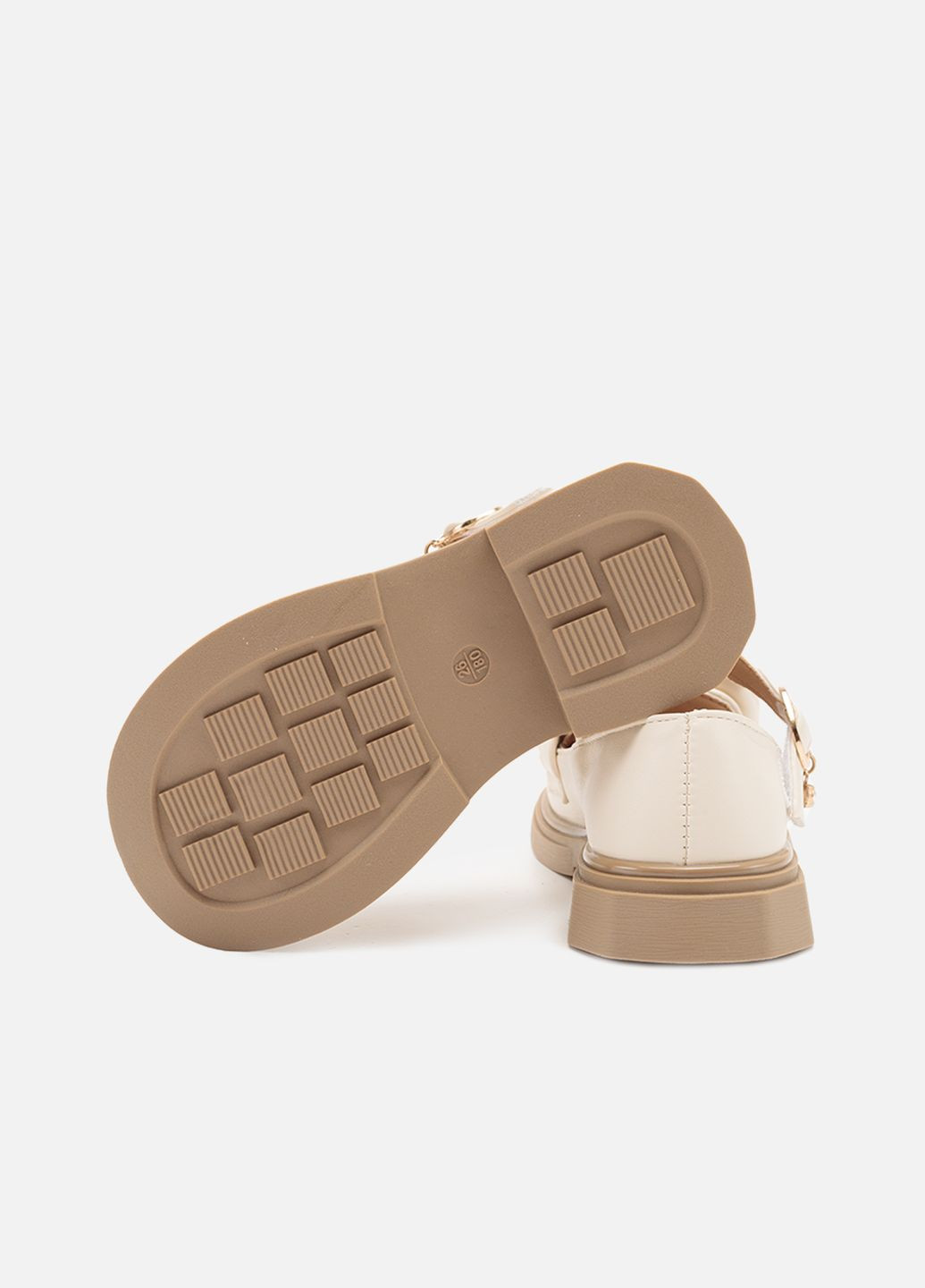 Молочные туфли на каблуке для девочки цвет молочный цб-00268006 Yuki