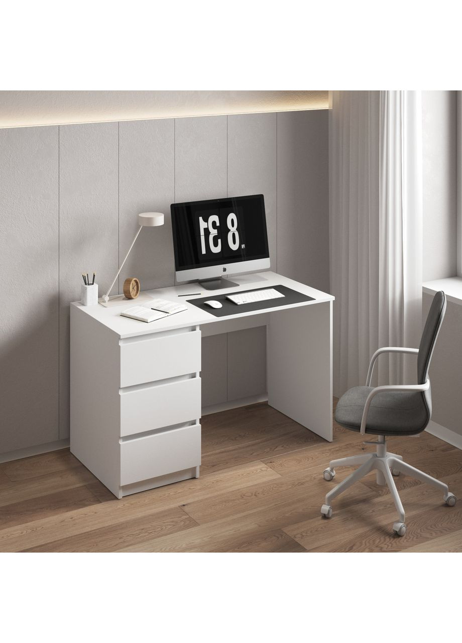 Стол компьютерный, письменный с 3 ящиками 1200x750x600 белый No Brand (358928216)