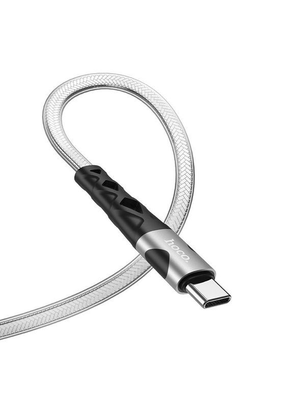 Кабель U105 USB USB-C серебристый 120 см усиленная оплетка серый Hoco (279826862)