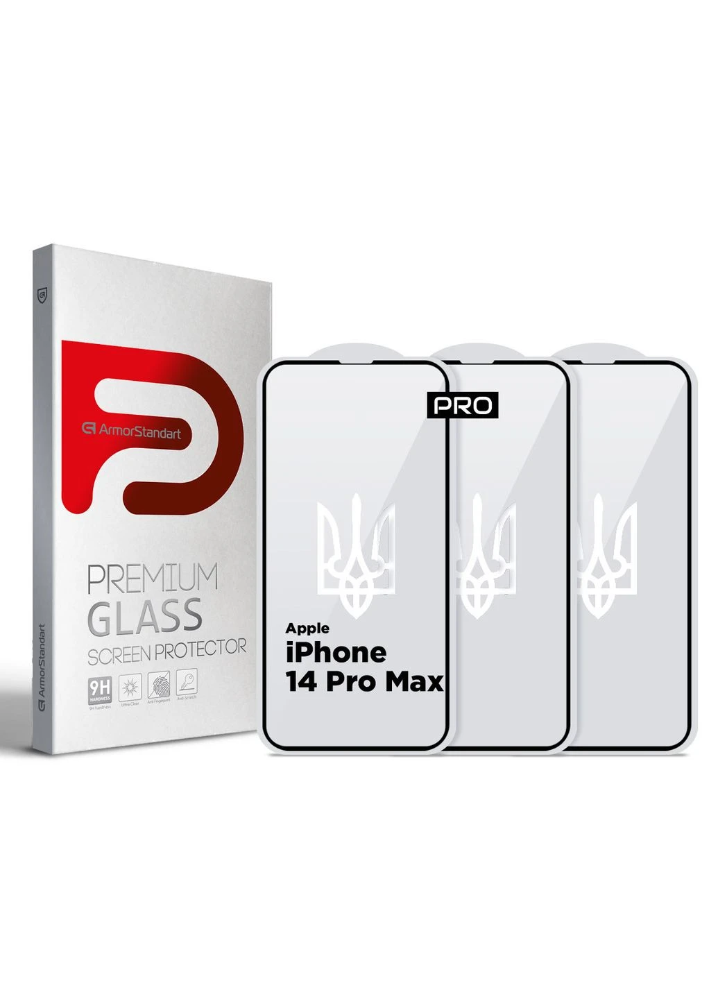 Набор защитного стекла Pro 3D LE для Apple iPhone 14 Pro Max Black 3 шт (ARM77602) KLB ArmorStandart (390073422)