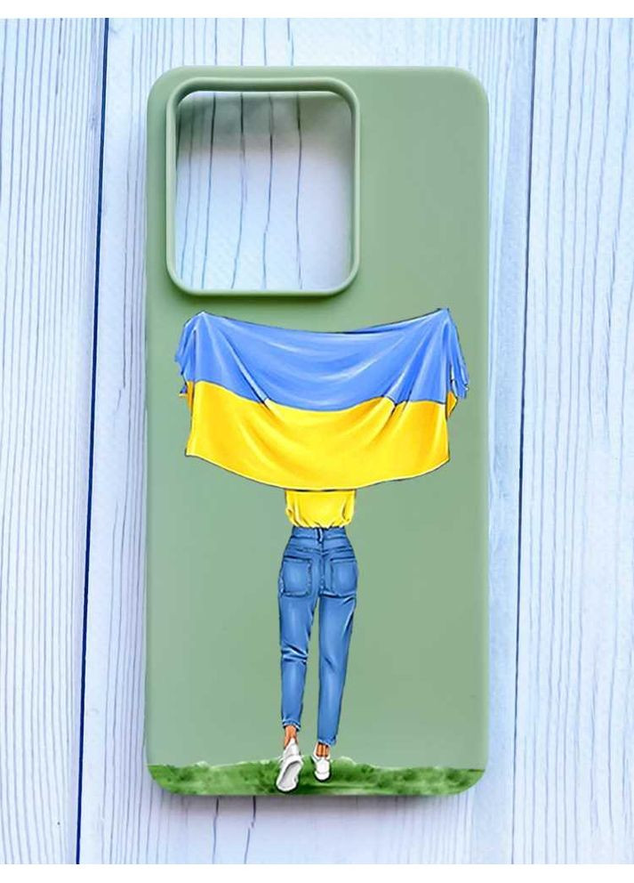 Матовий оливковий чохол на Xiaomi Redmi Note 13 Pro 5G Дівчина з прапором (принт 263) Creative (355391496)