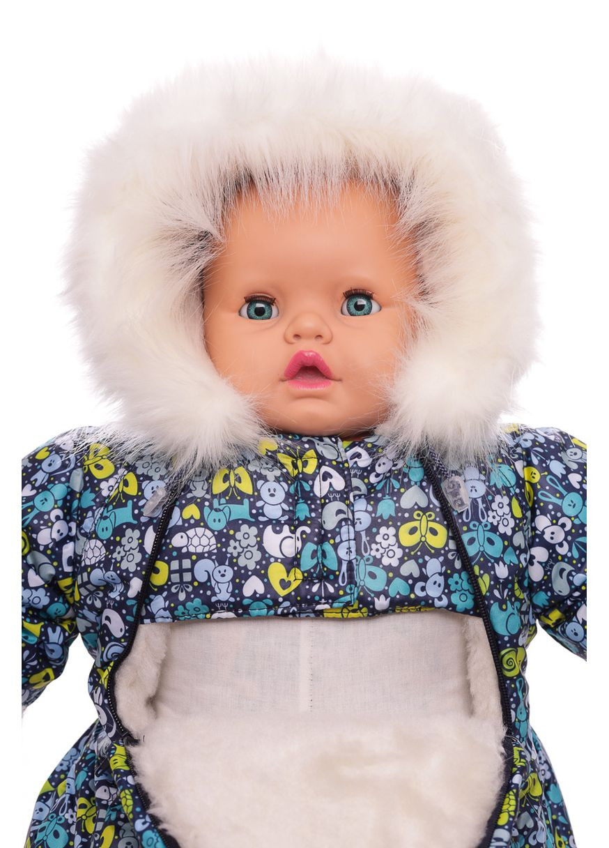 Человечек на меху для мальчика с принтом Животных синий 74 см (27579) BABYKROHA (297200000)