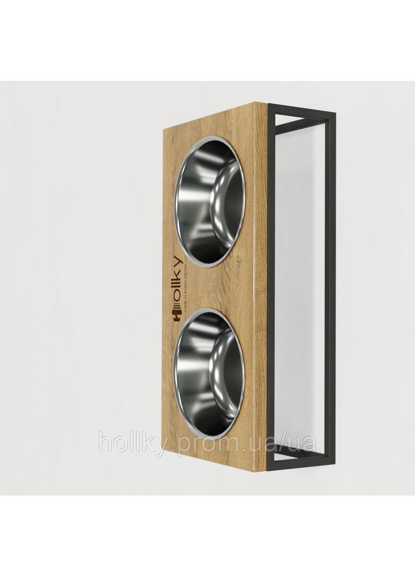 Миски на подставке для средних собак и больших кошек Base M (2×0,95 л) BM-422110-GRNT Hollky (365652753)