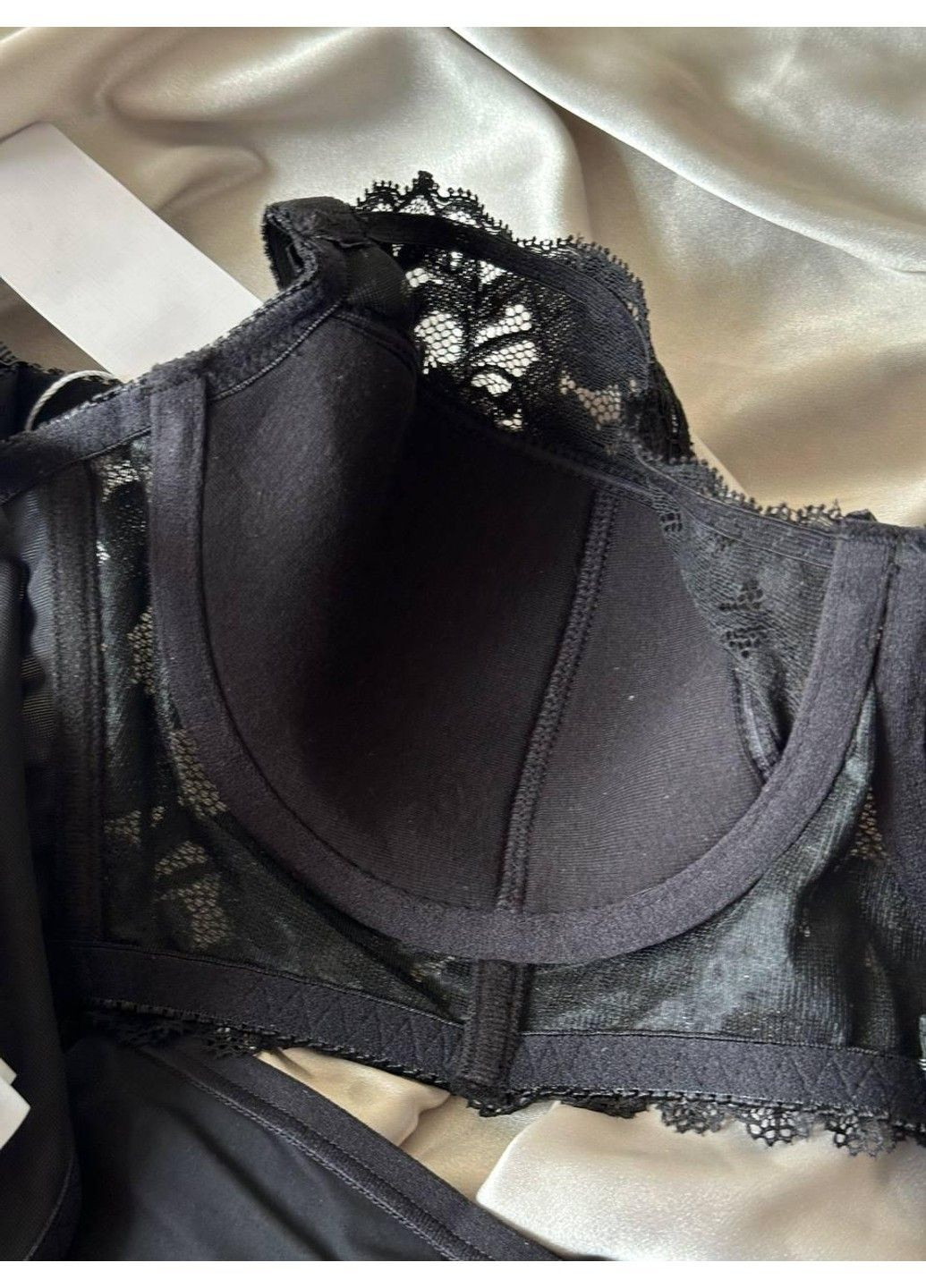 Чорний комплект бюстгальтер напівкорсет + трусики сліпи 11863 чорний Lanny Mode