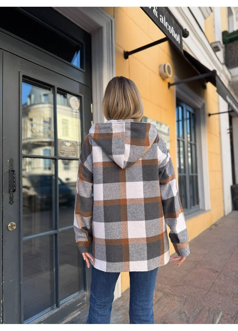 Графитовая повседневный рубашка в клетку Vione с длинным рукавом