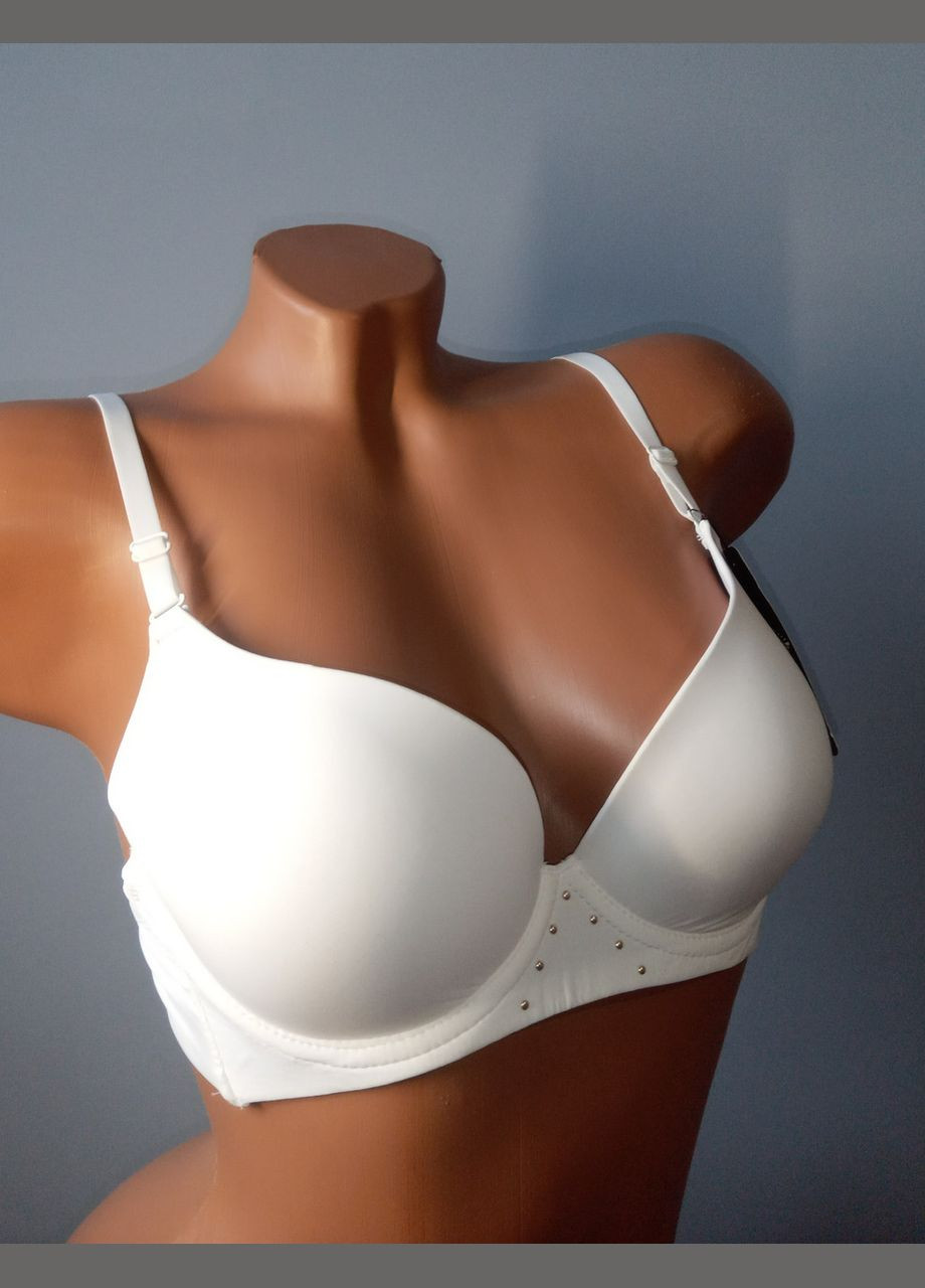 Білий бюстгальтер чашка b на тонкому поролоні чорний FNNISS з кісточками