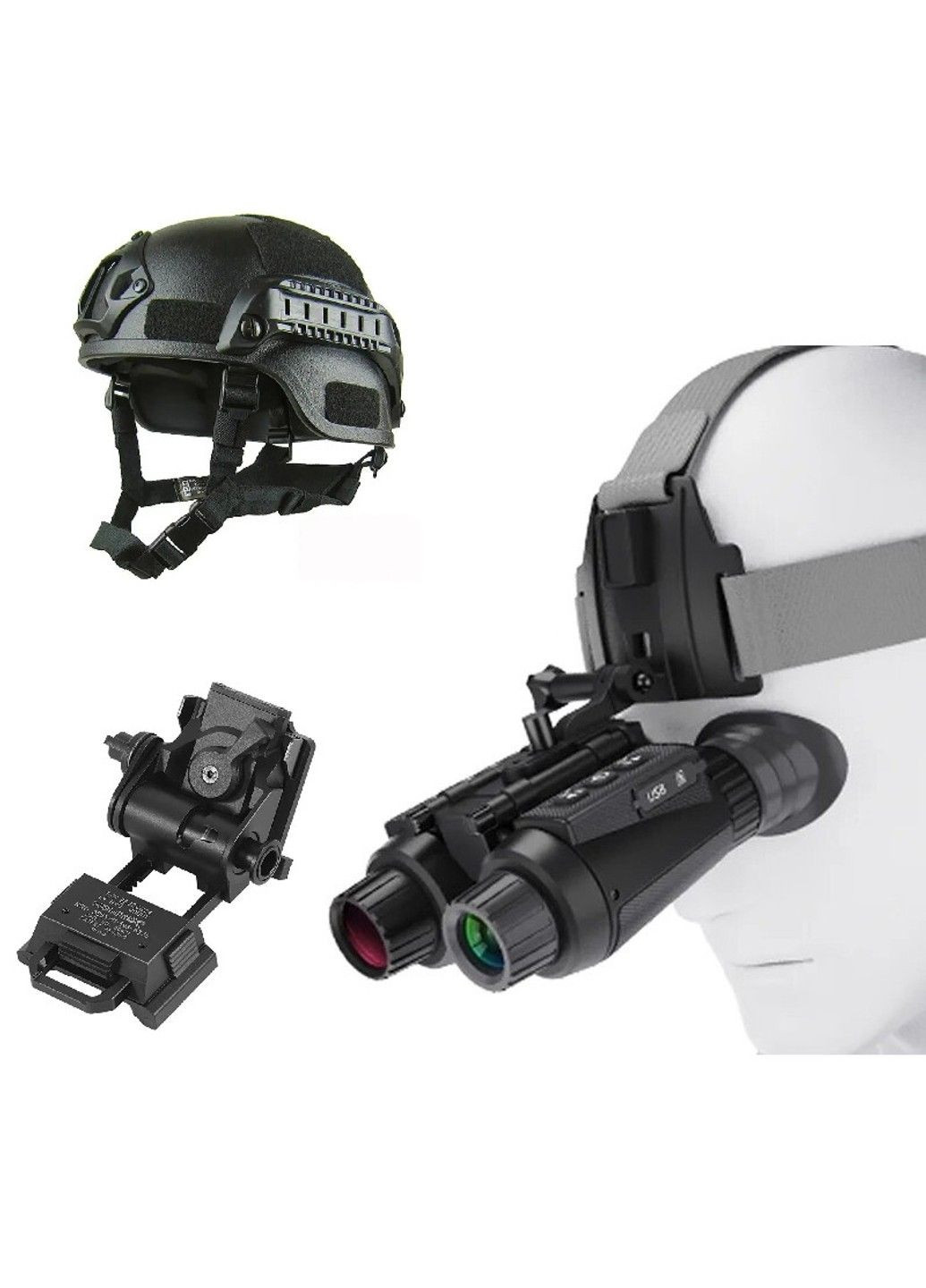 Бинокуляры ночного видения NV8300 HD 4K (до 500м) + шлем (ABS пластик) + крепление FMA L4G24 + карта 64Гб No Brand (332634575)