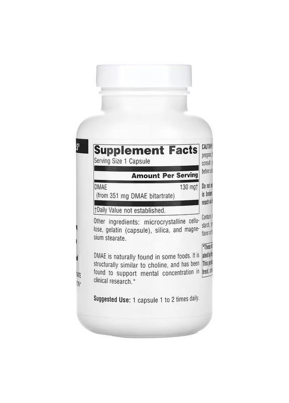 Естественная добавка DMAE, 100 капсул Source Naturals (334704198)