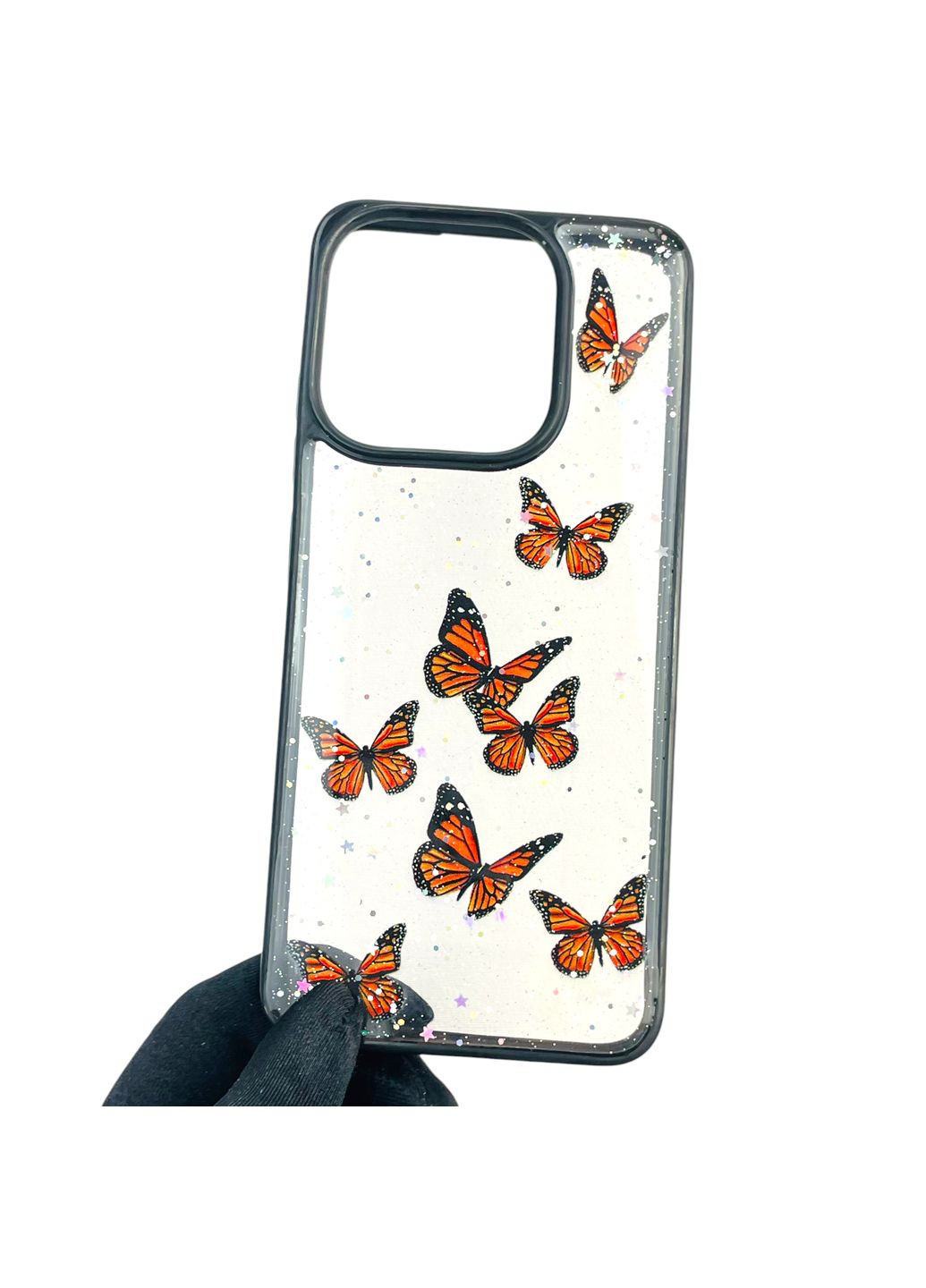 Чехол для Redmi 11A с блёстками с бабочками на сяоми редми 11а черный Xiaomi (366386187)