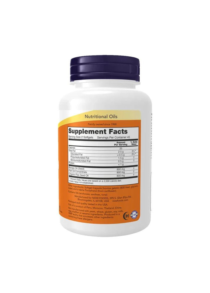 Супер омега 3-6-9 Omega 3-6-9, 180 капсул Now Foods (361116644)