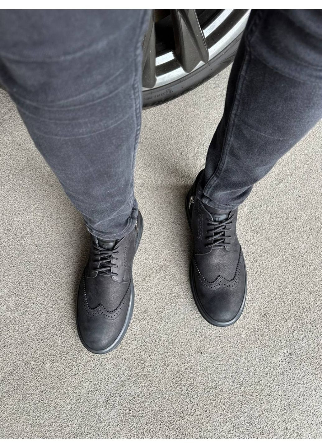 Черные осенние мужские ботинки из нубука VZUTIK