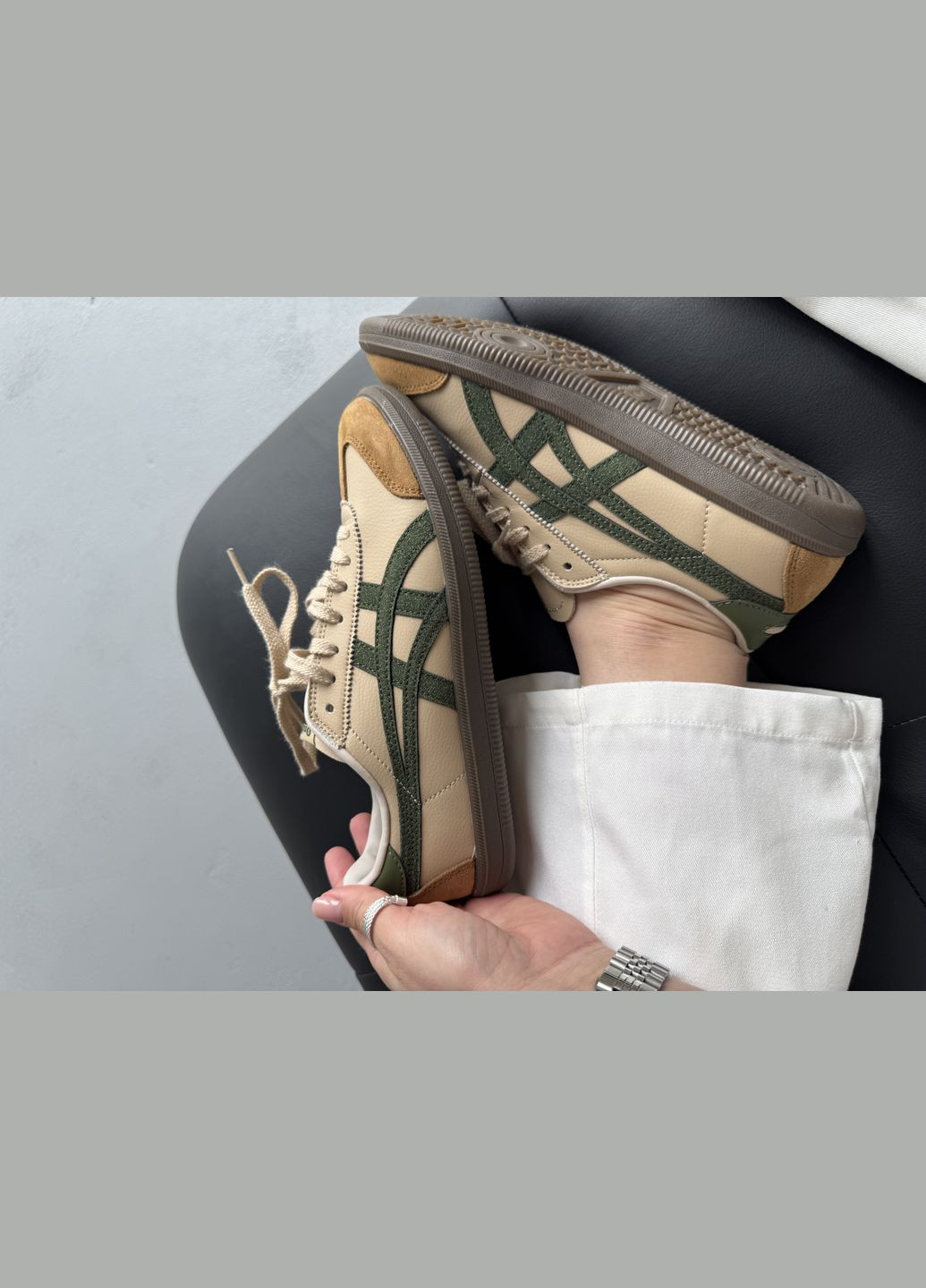Кроссовки женские и мужские Asics Onitsuka Tiger Tokuten "Beige Green" | Асикс Онитсука Тайгер бежевые No Brand бежевые демисезоны (342717907)