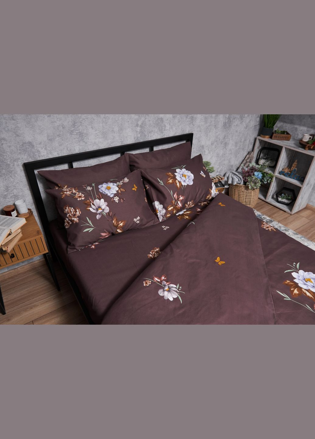 Комплект постельного белья Микросатин Premium «» двуспальный 175х210 наволочки 4х70х70 (MS-820005014) Moon&Star Floral Mocha (293147934)