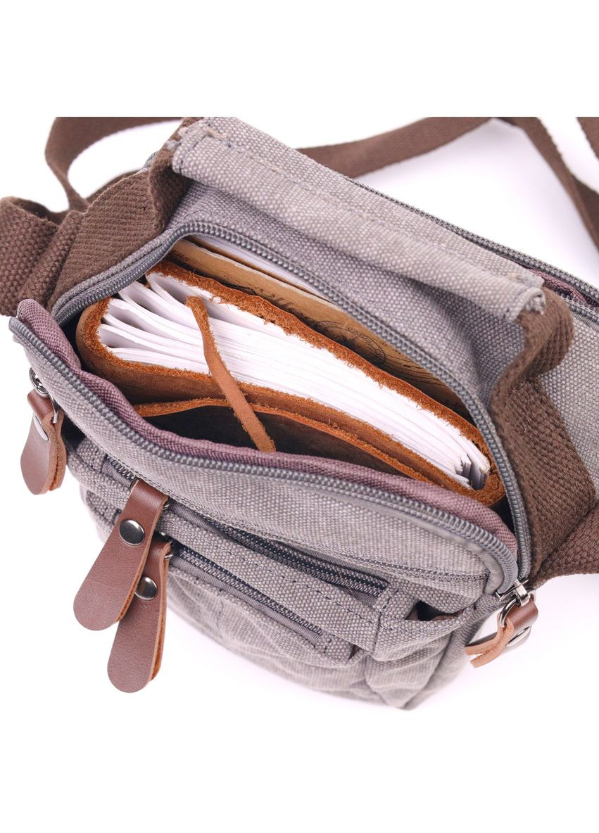 Чоловіча текстильна сумка через плече сіра кросбоді 21244 Vintage (329197947)