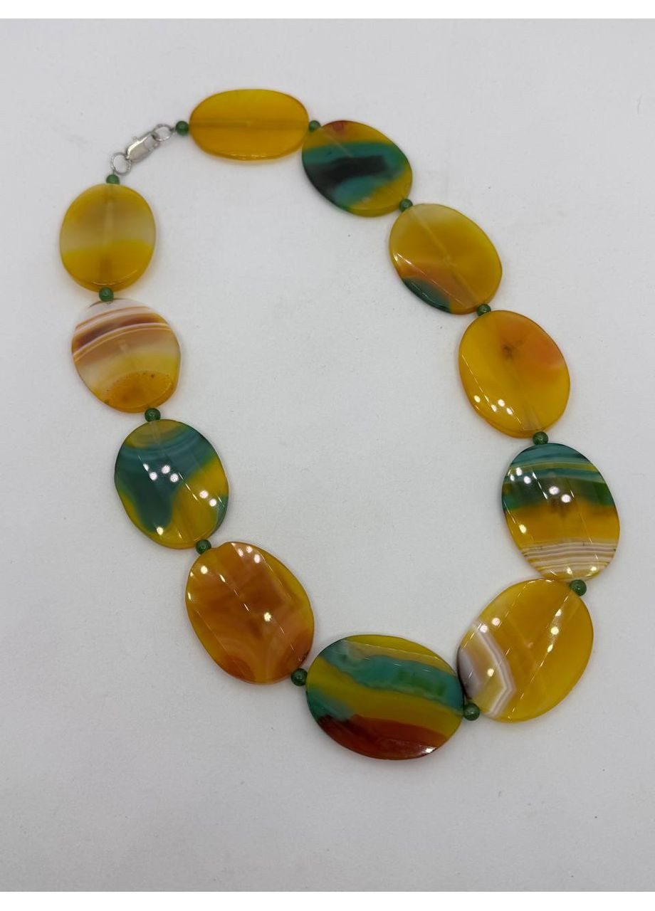 Ожерелье из агата тонированное 40*30*4 мм 45 см Желтый No Brand (363829995)